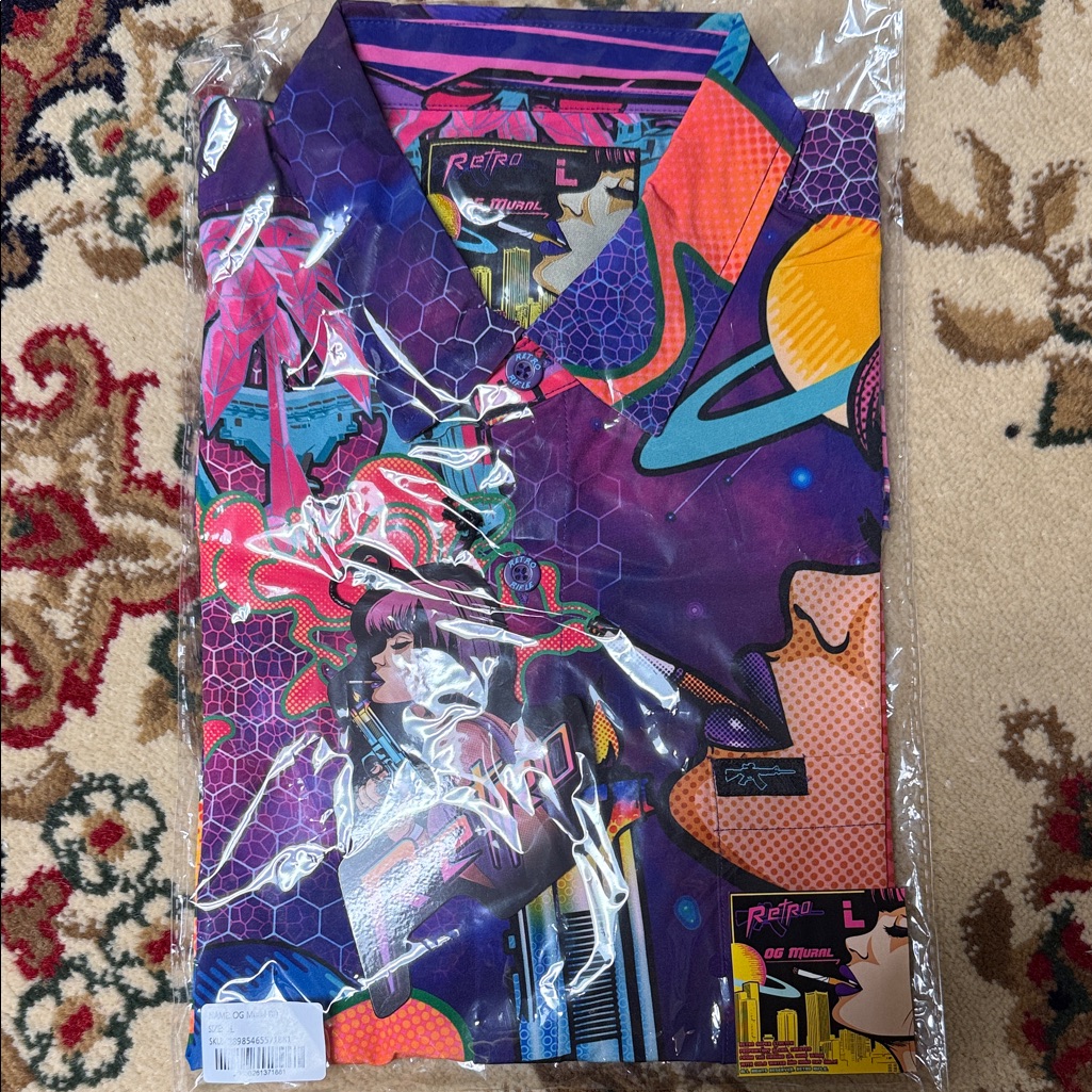 Vibrant Men's Graphic Button Down Shirtog Mural